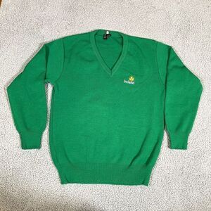 Vintage Blarney Castle Sweater Men's Pullover V Neck Ireland Green Knit 46